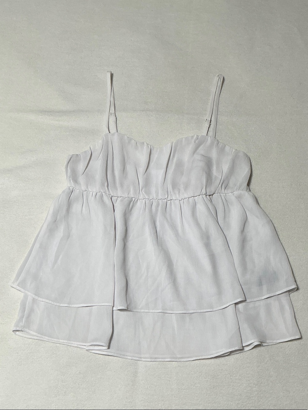 Women's White Tiered Spaghetti Strap Top